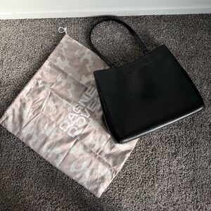 Dagne Dover Allyn Medium Leather Tote in Onyx